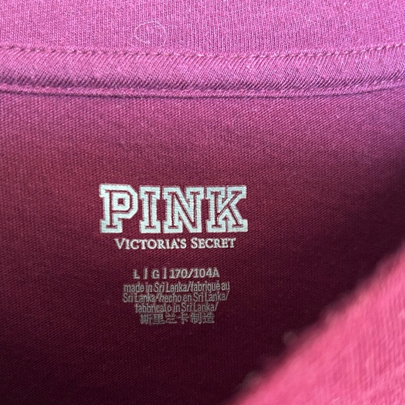 VICTORIA’S SECRET PINK Long Sleeve Top Woman’s Size Large Maroon Burgundy Color - Picture 4 of 9